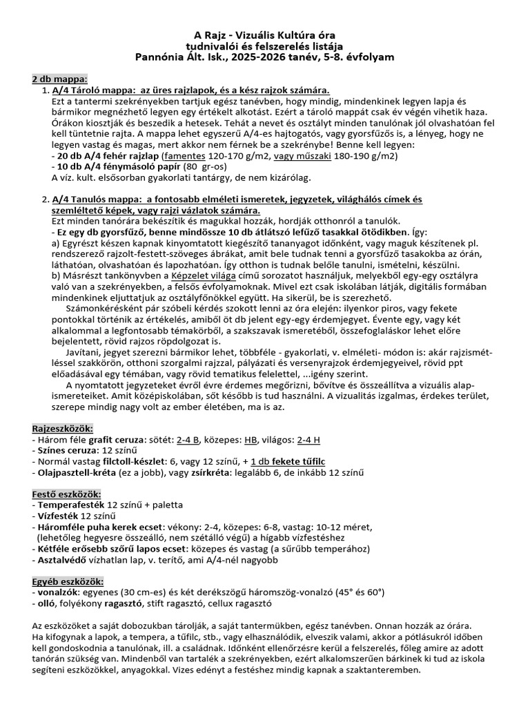 2025 26 Rajz Viz - Kult. Felsz - Lista Álló 2 1 | PDF