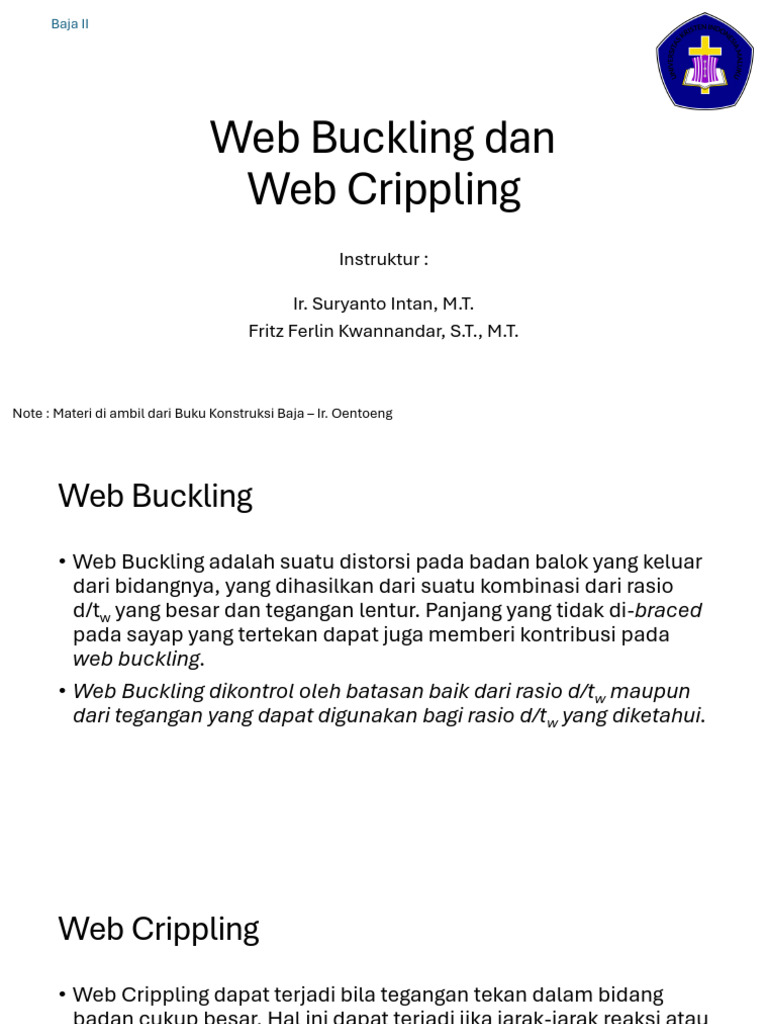 Pertemuan 5&6 Web Buckling Dan Web Crippling - Baja II | PDF