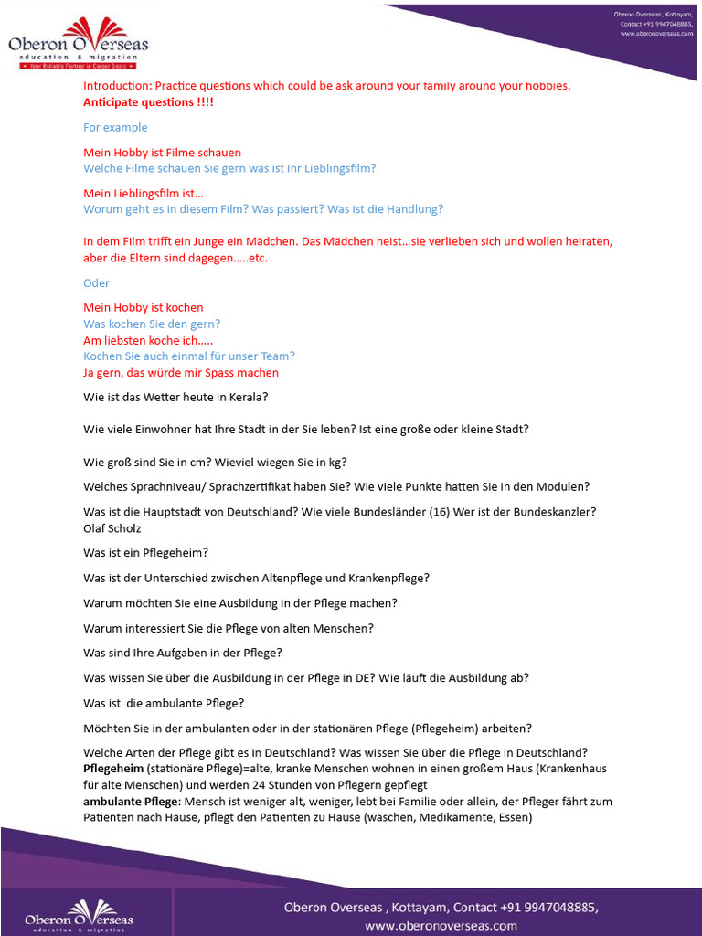 Interview Fragen AusbildungNursing | PDF