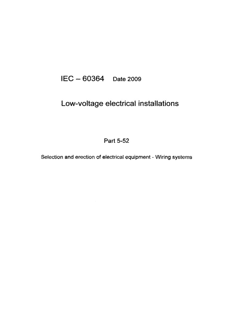 IEC60364 Low Voltage Electrical Installations Part 5 52 | PDF