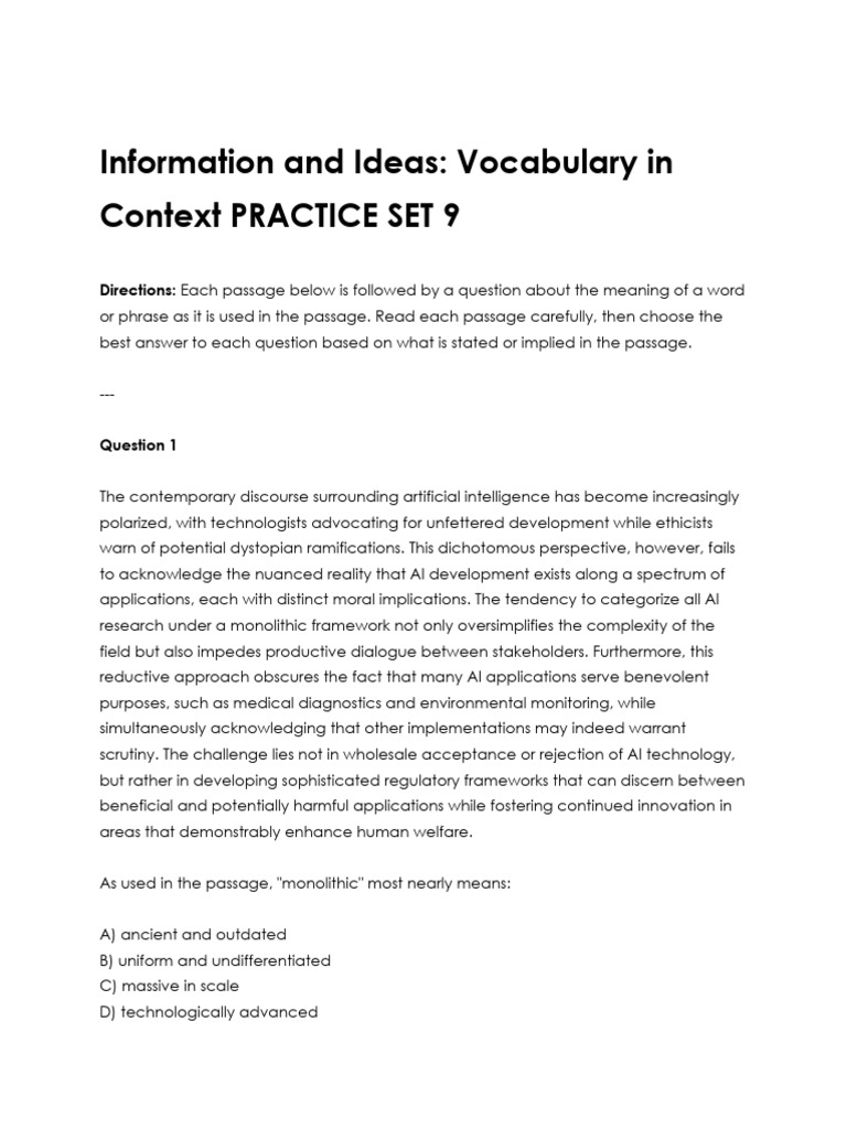 Vocabulary Context Practice Set 9 | PDF | Epistemology | Scientific Method