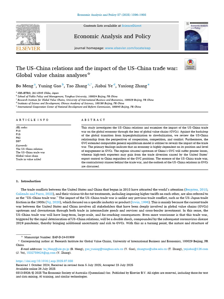 US-China Trade War and Global Value Chains | PDF | Tariff | Gross ...