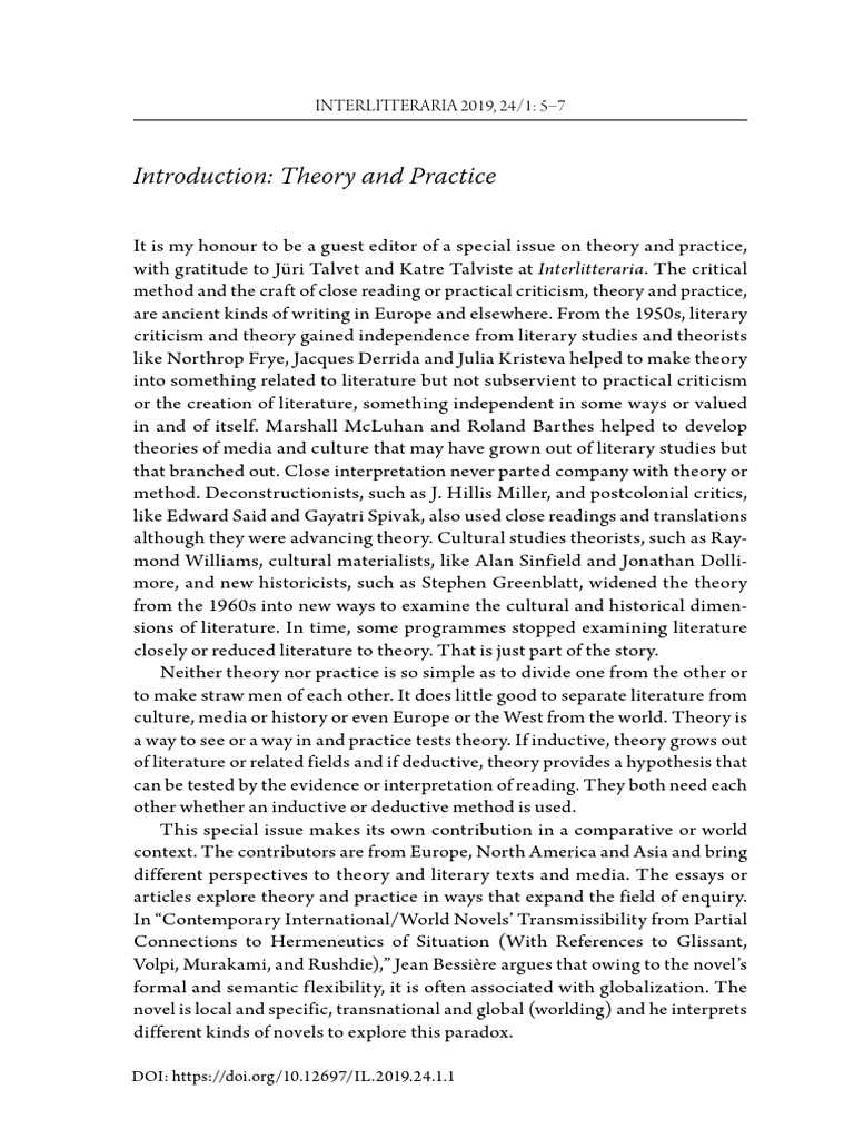Theory and Practice in Literature Today | PDF | Narrative | Theory