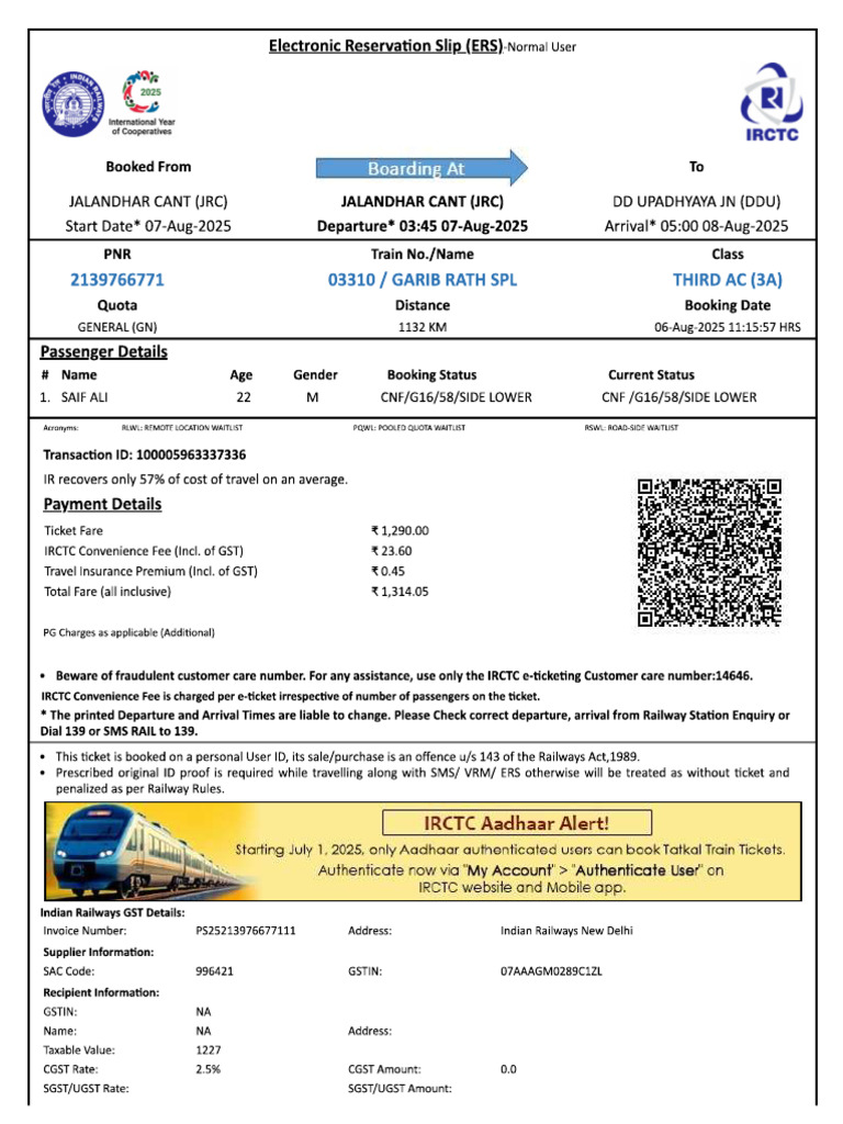 Train Ticket | PDF