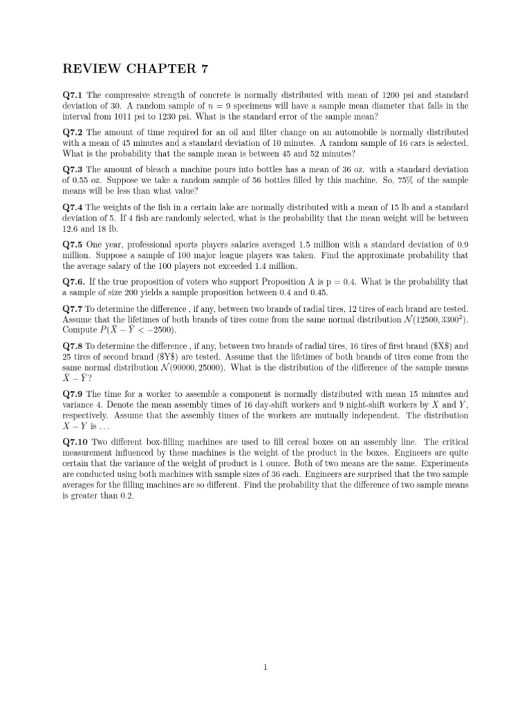 66764cc7382ce504b4fd67eb MAS291 Review Ch7 | PDF | Standard Deviation ...