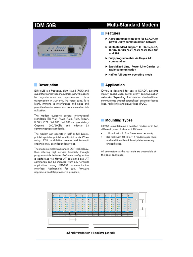 Multi-Standard Modem IDM 50B Overview | PDF | Modem | Wireless