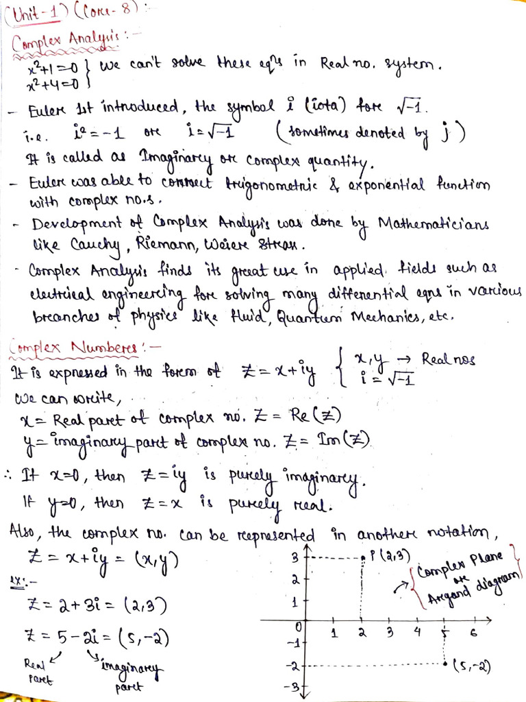 Complex Analysis (Unit 1) (Core 8) | PDF