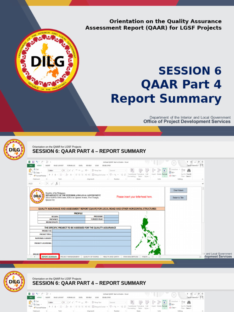 QAAR Report Summary for LGSF Projects | PDF