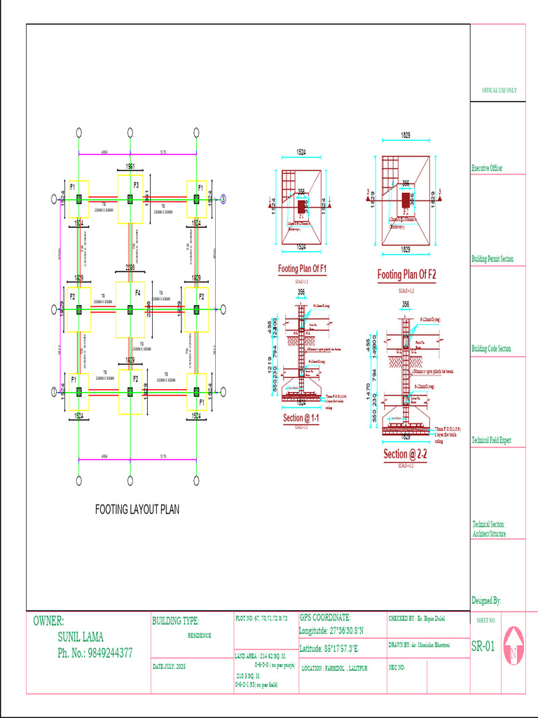 Footing Layout Plan for Residence | PDF