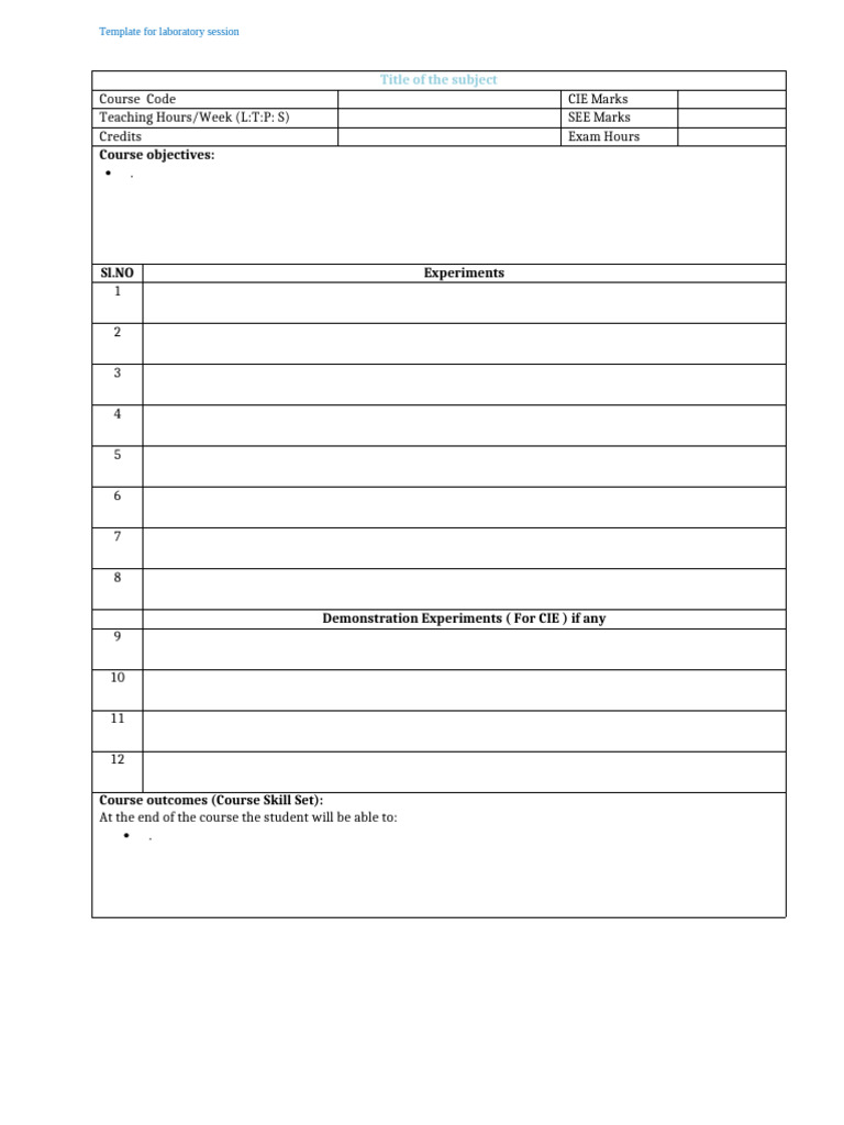 Laboratory Session Template Guide | PDF | Experiment | Educational ...