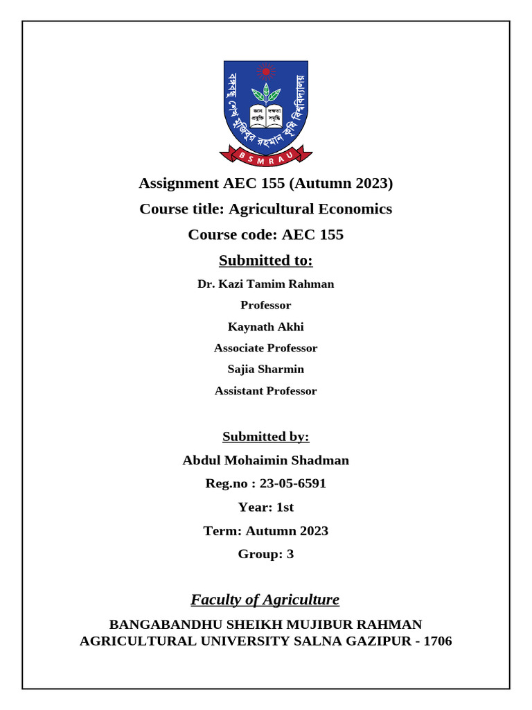 Assignment AEC 155 | PDF