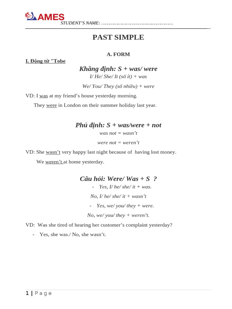 Past Simple Tense in English Grammar | PDF