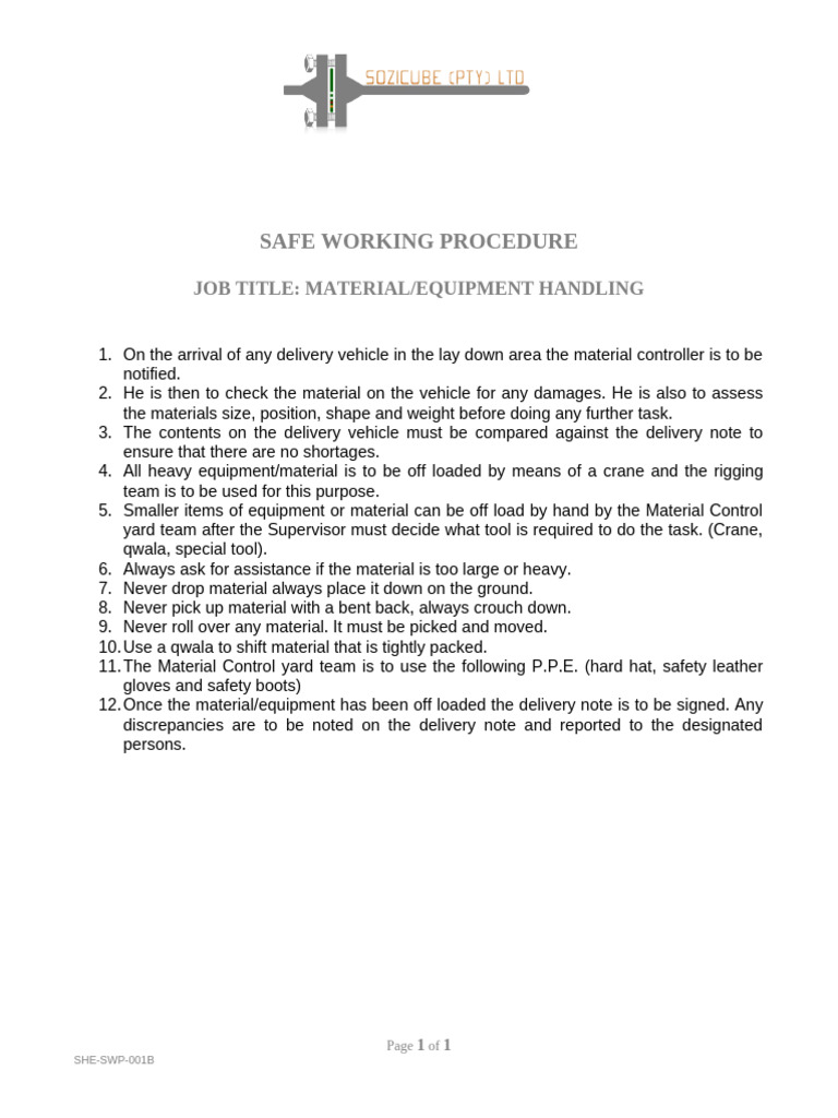 Safe Material Handling Procedures | PDF