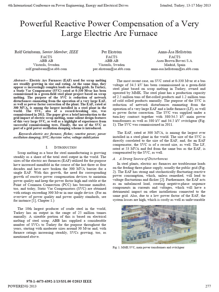 Reactive Power Compensation for EAF | PDF | Ac Power | Electronic ...