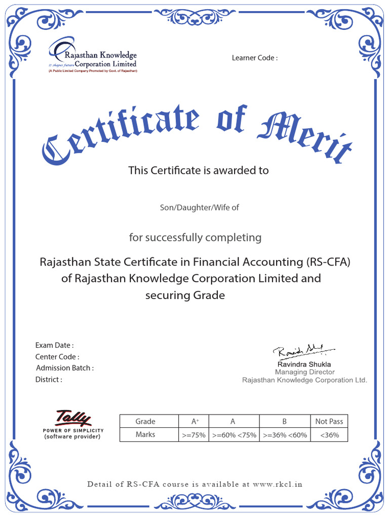 RS-CFA Course Completion Certificate | PDF
