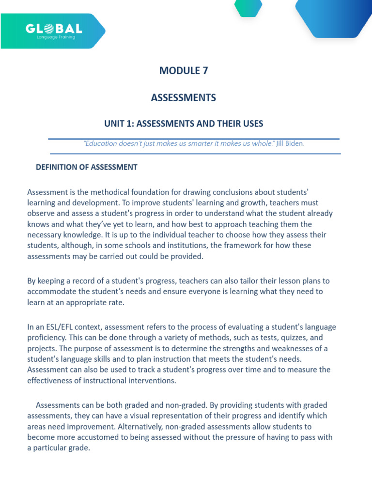 ESL/EFL Assessment Methods Explained | PDF | English As A Second Or ...
