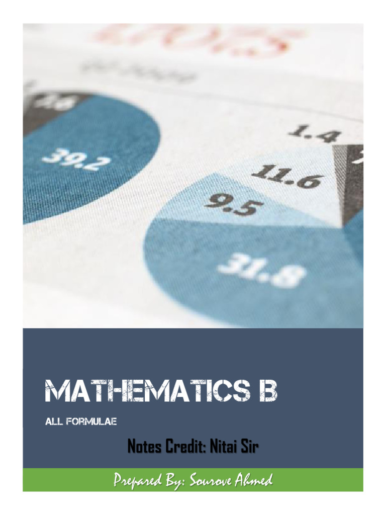 Mathematics B Formulae Guide | PDF | Equations | Algebra
