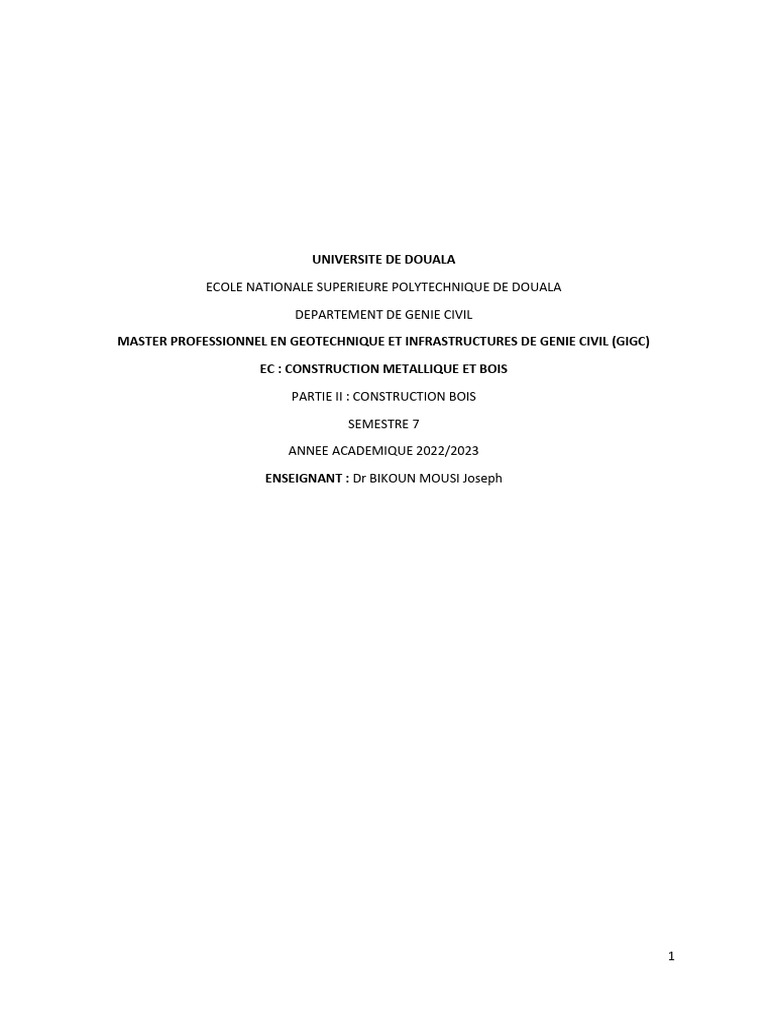 Cours sur la construction en bois | PDF | Bois (matériau de ...