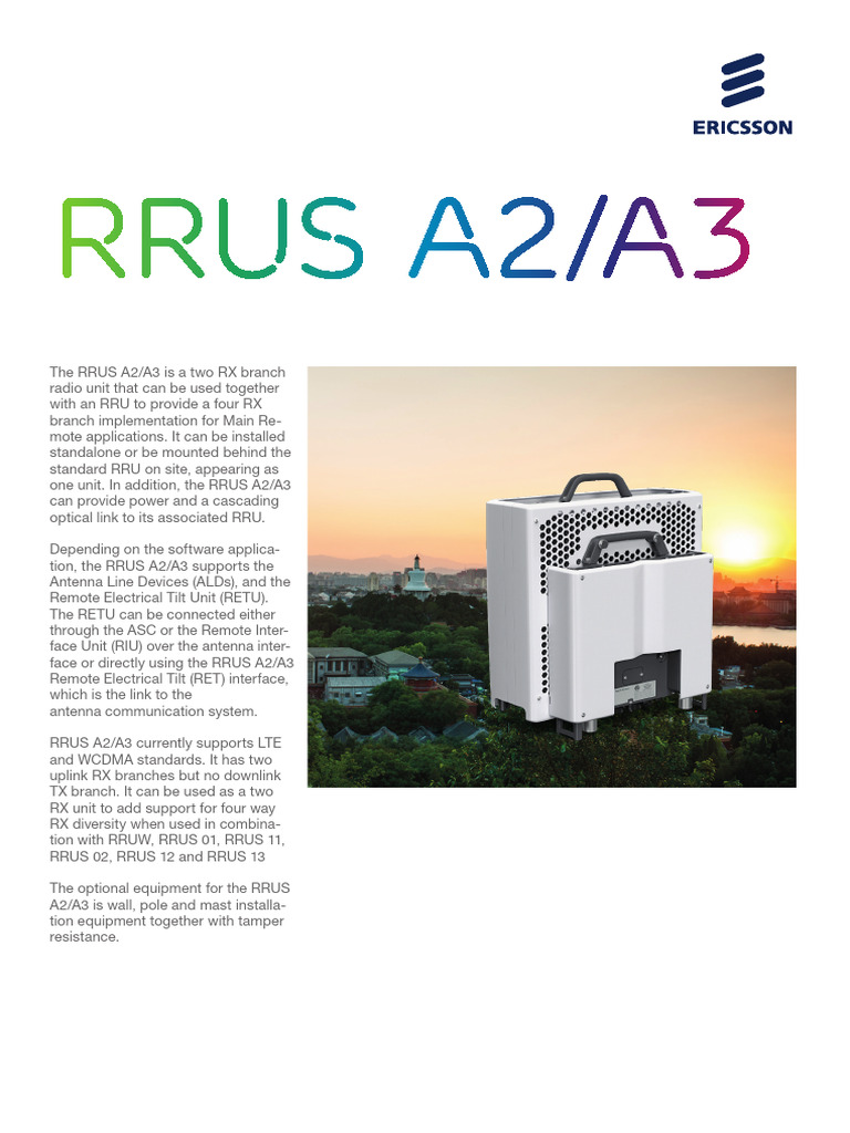 RRUS A2/A3 WCDMA Radio Unit Overview | PDF | Telecommunications ...