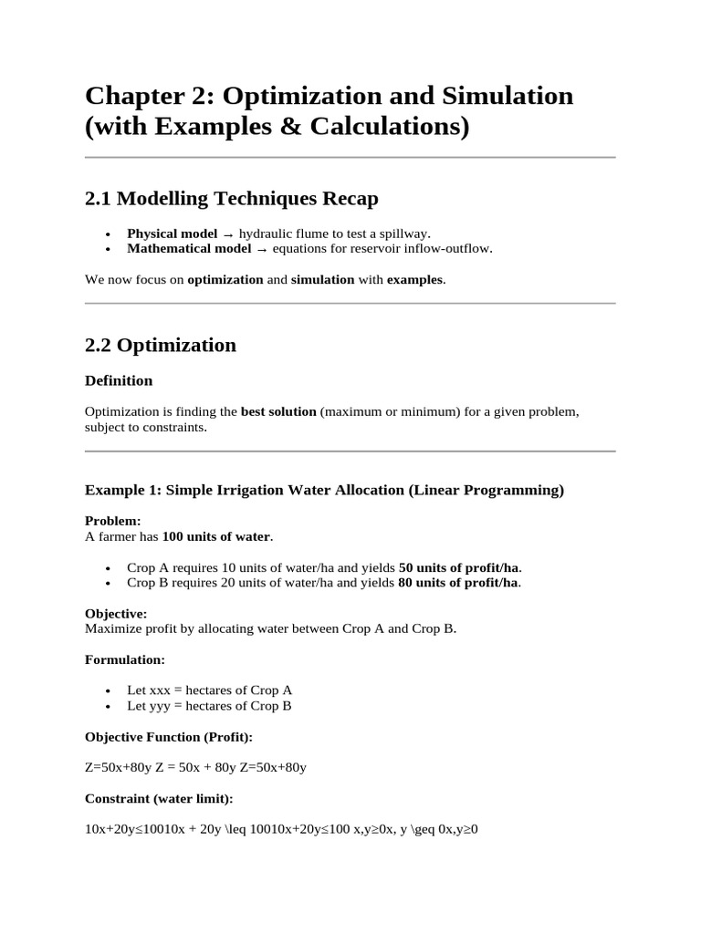 Optimization and Simulation Techniques | PDF | Mathematical ...