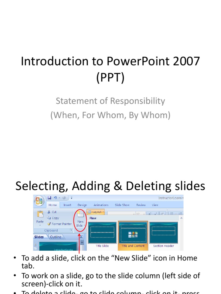 Introduction To Powerpoint 2007 (PPT) : Statement of Responsibility ...