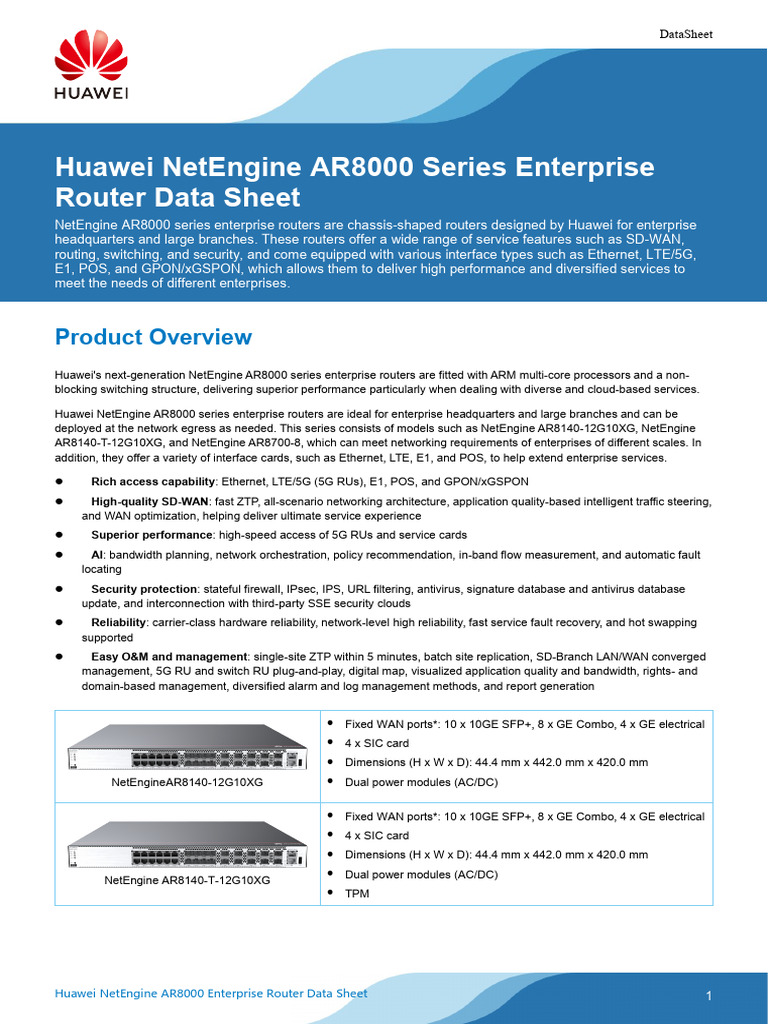 AR8140-12G10XG Router Data Sheet | PDF | Alternating Current | High ...
