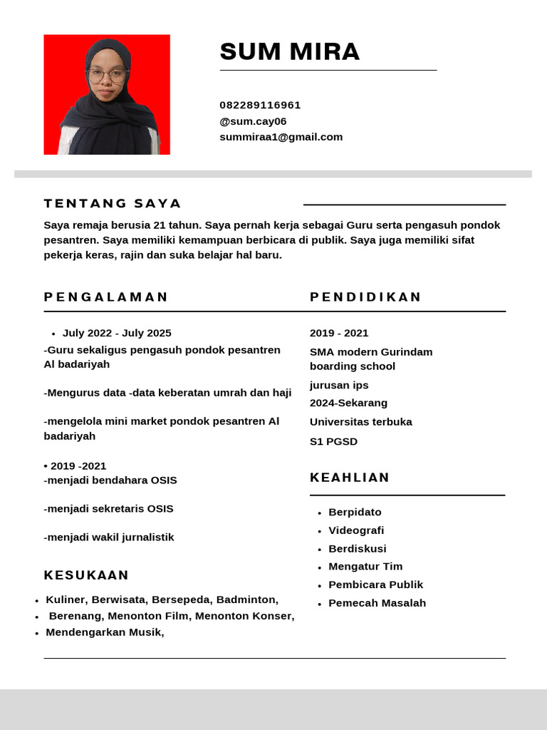 Putih Minimalis Profesional CV Tim Sosial Media Resume - 20250809 ...