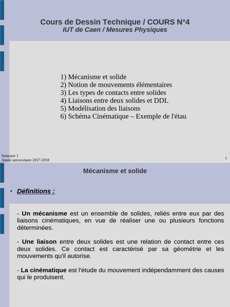 Mécanismes et liaisons en dessin technique | PDF | Géométrie ...