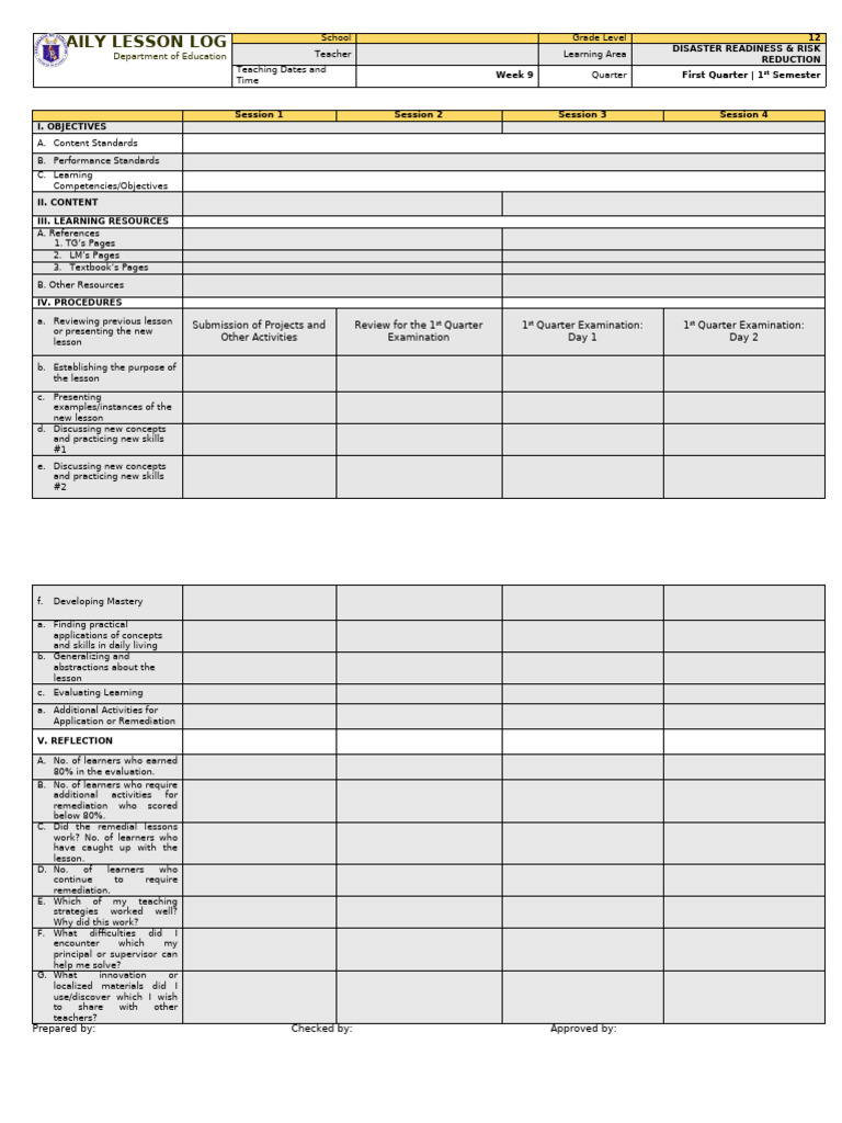 Grade 12 Disaster Readiness Lesson Plan | PDF | Education Theory ...