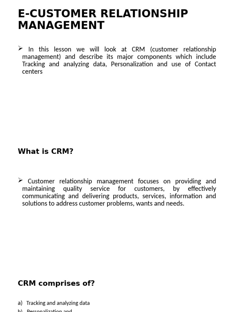 E-Customer Relationship Management Overview | PDF | Enterprise Resource ...