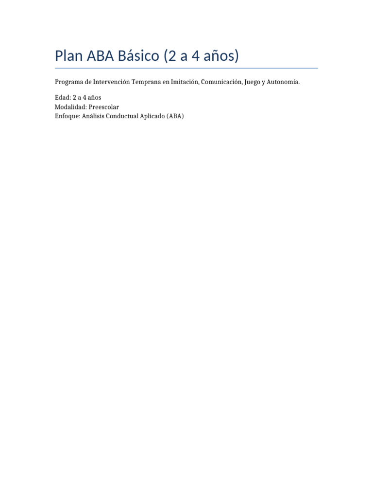 Programa ABA para Niños de 2 a 4 Años | PDF | Sicología | Ciencia cognitiva