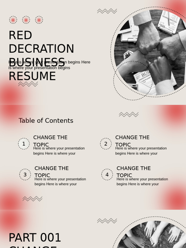 RED Decration Business Resume: Here Is Where Your Presentation Begins ...