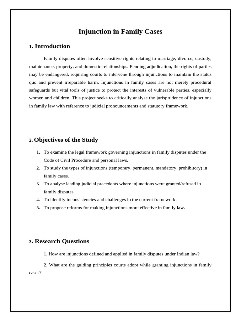 Injunction in Family Cases | PDF | Injunction | Equity (Law)