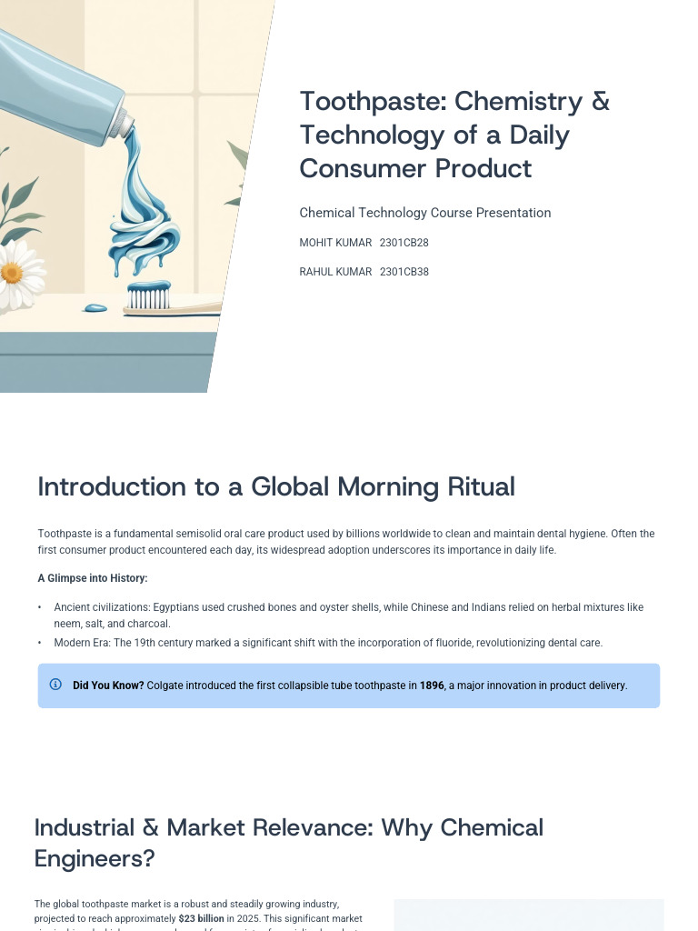 Toothpaste Chemistry and Market Insights | PDF | Materials