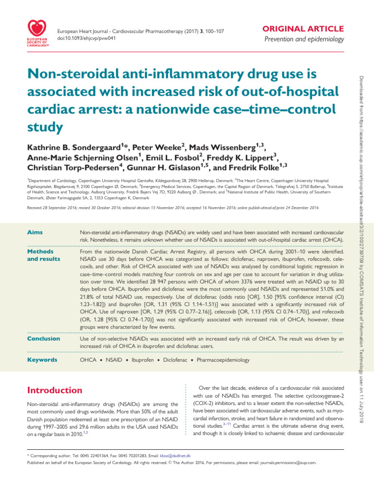 NSAIDs and Out-of-Hospital Cardiac Arrest | PDF | Nonsteroidal Anti ...