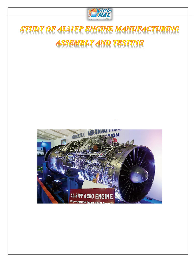 AL31FP Engine Manufacturing Study Report | PDF | Jet Engine | Turbine