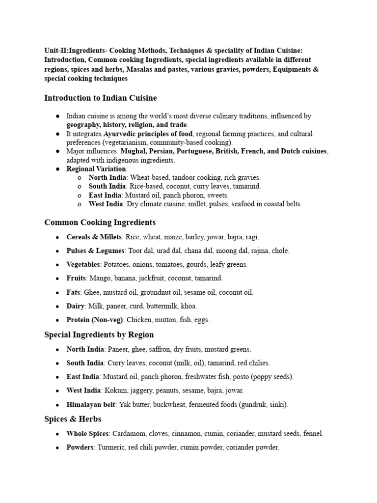 Indian Cuisine: Ingredients & Techniques | PDF | Chutney | Indian Cuisine