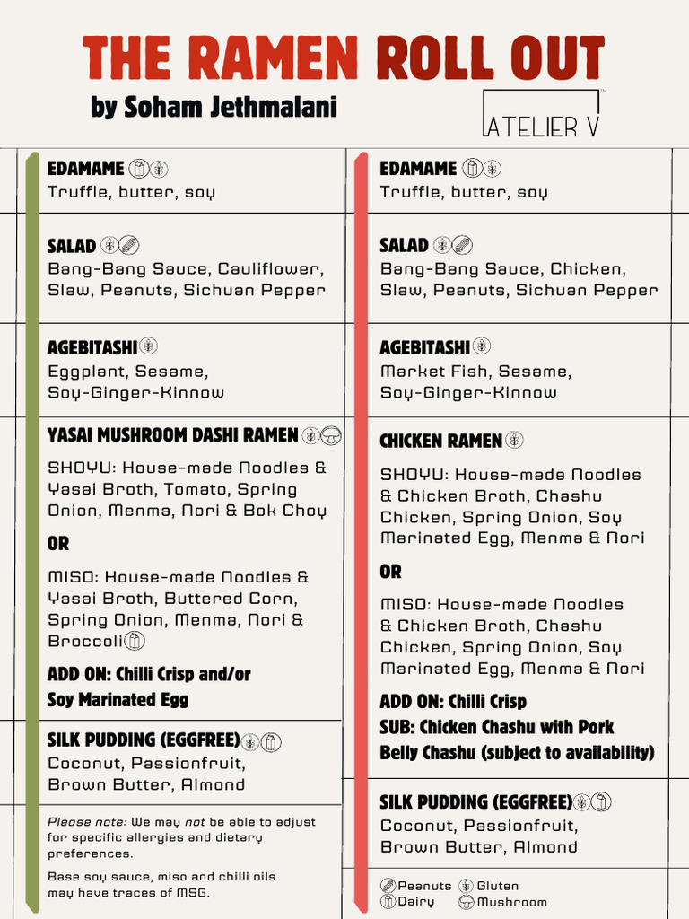 Ramen Roll Menu Overview | PDF