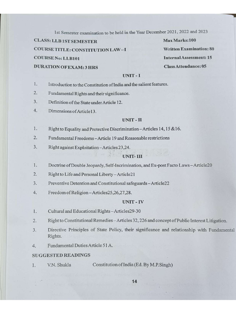 Syllabus of LLB 3 Year 1st Semester - Compressed - 0 | PDF
