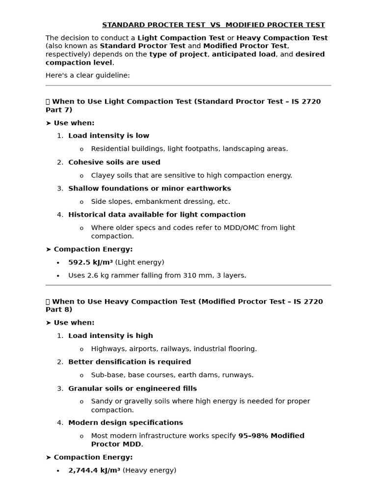 Standard Procter Test Vs Modified Procter Test | PDF | Clay | Horticulture