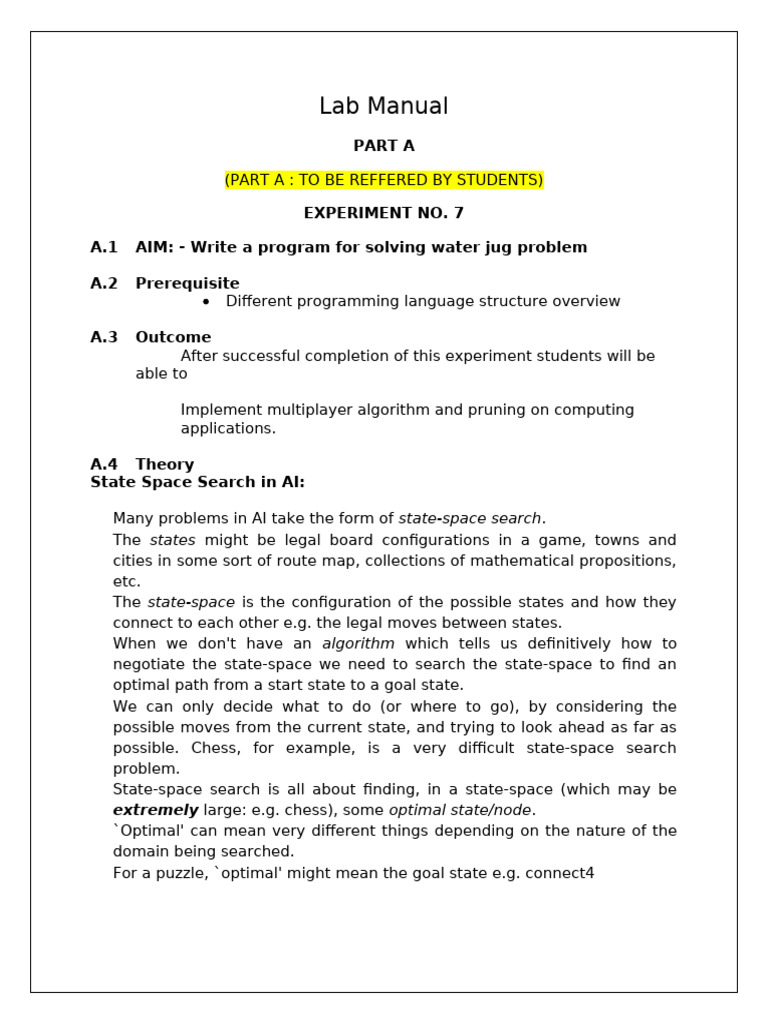 Water Jug Problem Programming Guide | PDF | Artificial Intelligence ...