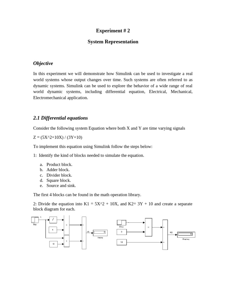 Simulink Dynamic Systems Experiment Guide | PDF | System | Electromagnetism