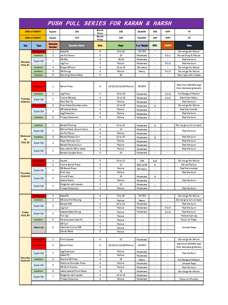 Comprehensive Workout Plan Overview | PDF | Physical Exercise | Weight ...