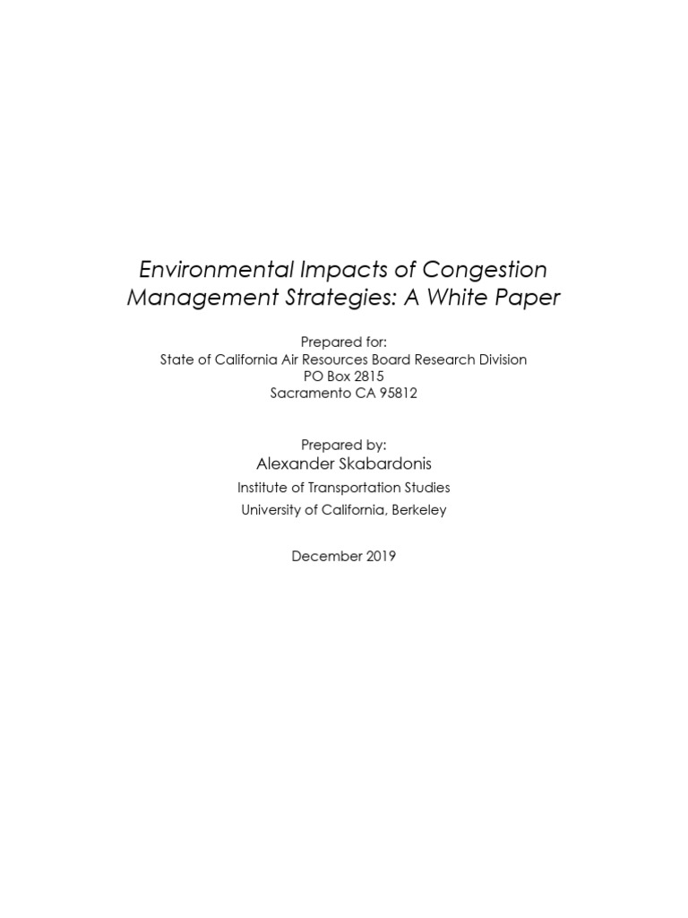Environmental Effects of Congestion Strategies | PDF | Parking | Traffic