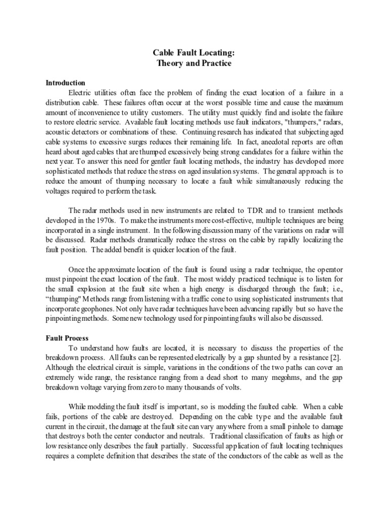 Advanced Cable Fault Locating Techniques | PDF | Electrical Impedance ...