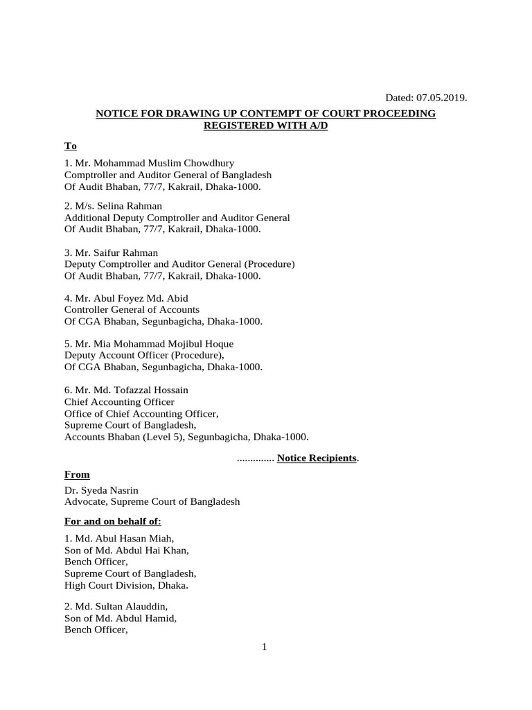 Contempt of Court Notice for Petitioners | PDF | Appeal | Judgment (Law)