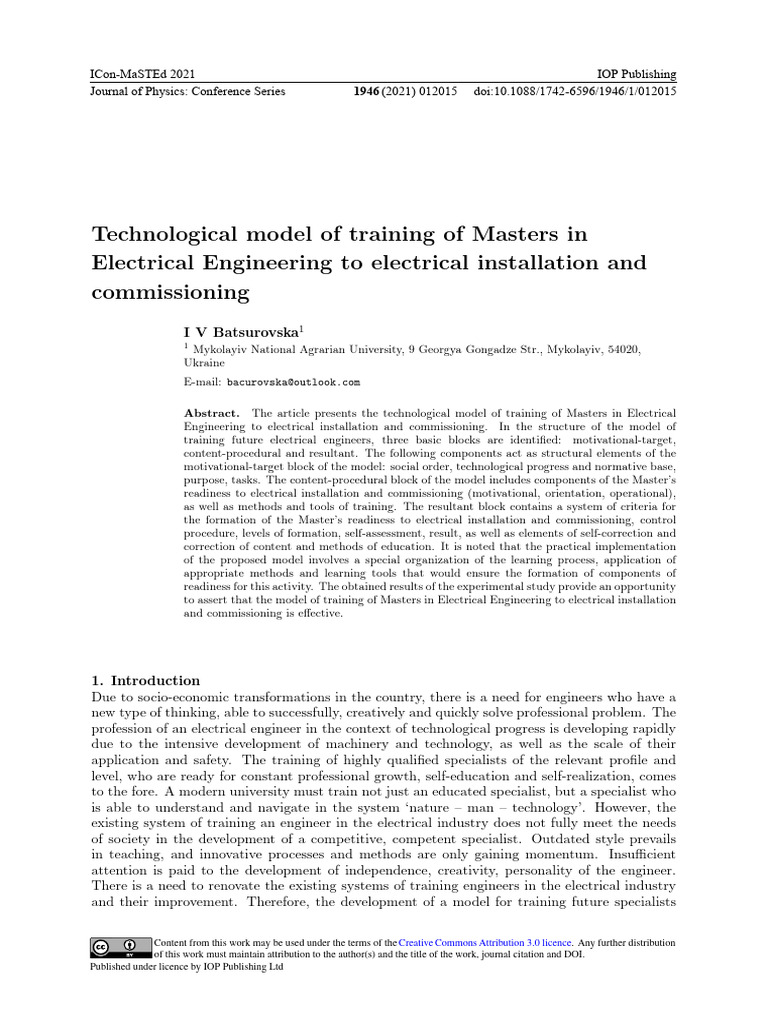 Training Model for Electrical Engineers | PDF | Engineering | Statistics