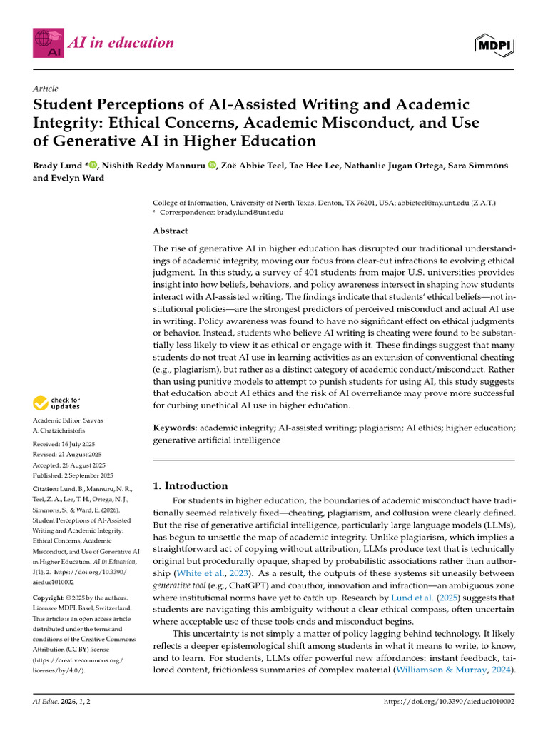 AI Writing Ethics in Higher Education | PDF | Artificial Intelligence ...