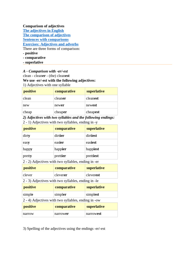 Comparison of Adjectives | PDF | Adjective | Syntax
