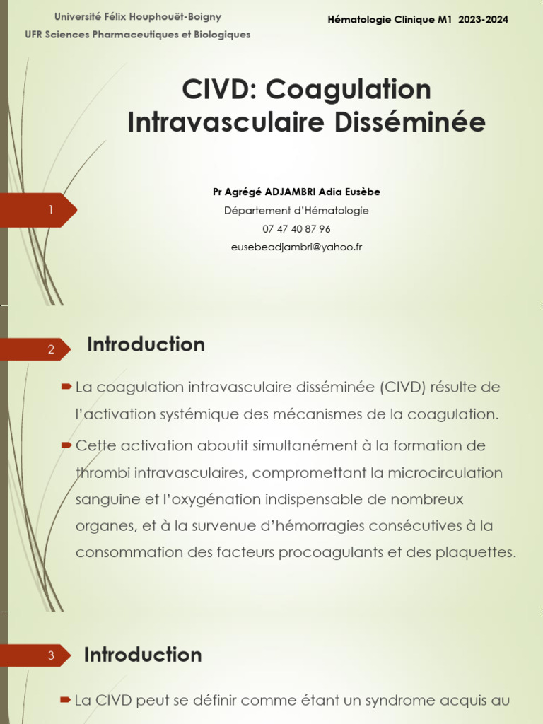 Coagulation Intravasculaire Disséminée: Guide | PDF | Coagulation ...